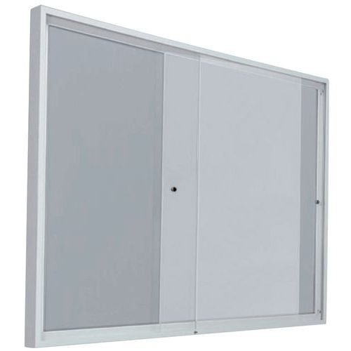 Vitrine intérieur porte coulissante fond acier coloris gris H 68 cm x L 116 cm - Image principale