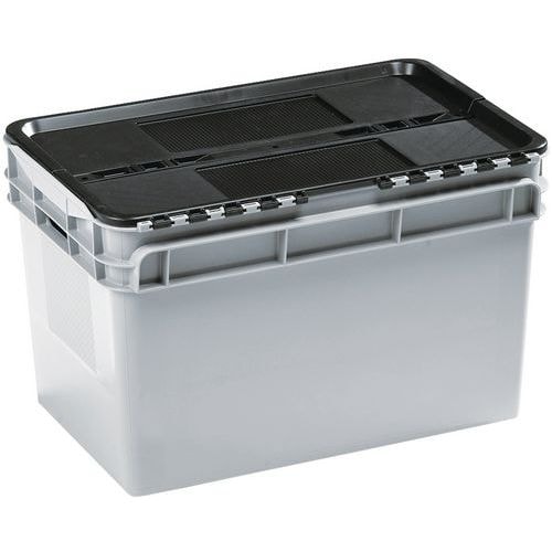 Bac std couvercle intégré H 335 mm Gerbage Couvercle Noir Coloris:Gris - Image principale