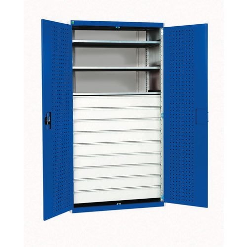 Armoire d'atelier à tiroirs Bott SMF - 9 tiroirs 3 tablettes L1050xP650xH2000mm - Bott - Image principale