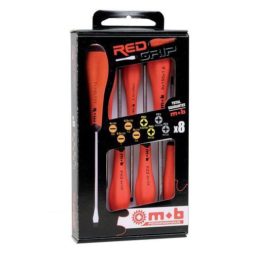 Jeu 8 tournevis rouge (4f+2ph+2pz) redgrip - Image principale