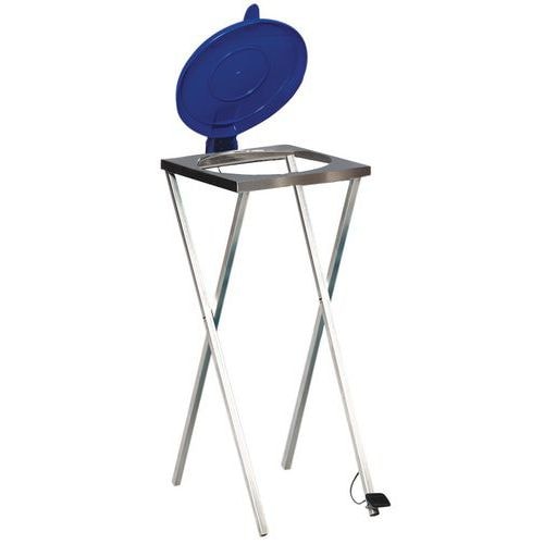 Support sac fixe à pédale couvercle bleu plastique - Image principale