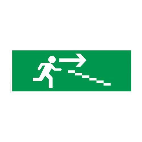 Panneau d'évacuation-secours - "Escalier de secours descente à droite" - Rigide - Image principale