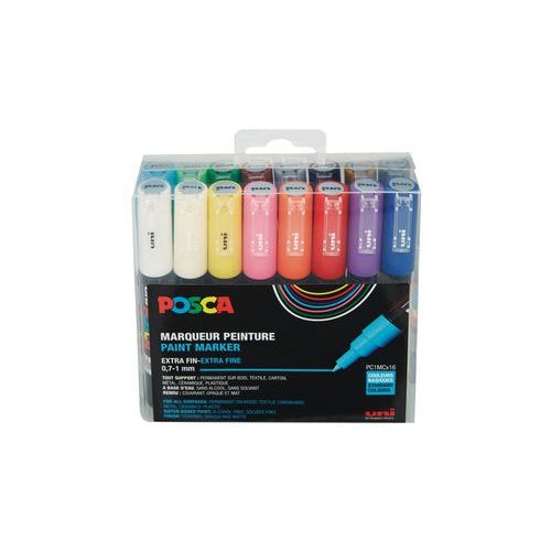 Set 16 marqueurs posca assorties pointe fine 1 mm - Image principale