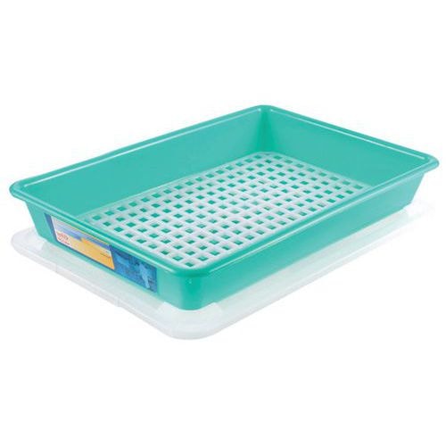 Bac plat HACCP avec couvercle et grille - GILAC, Coloris : Vert - Image principale