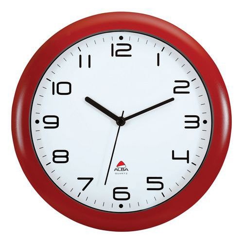 Horloge quartz Ø 30 cm cadran coloris rouge - Image principale