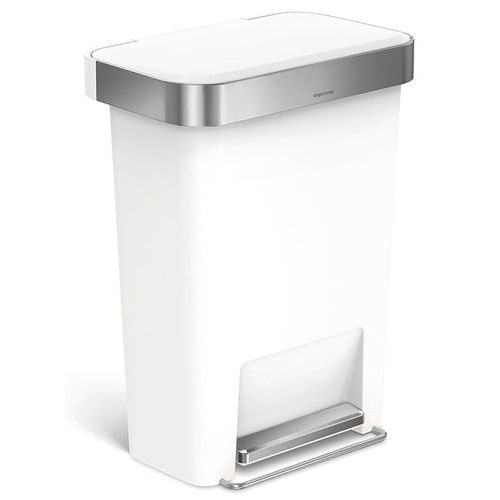 Poubelle à pédale rectangulaire 45L avec Liner Pocket, Coloris : Blanc - Image principale