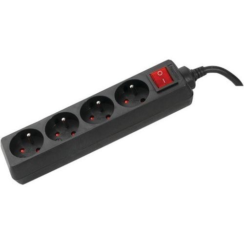 Multiprise 4 prises avec interrupteur noir - 4,0 m - Image principale