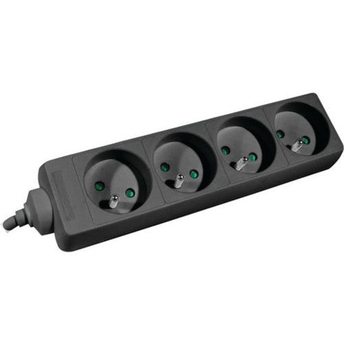 Multiprise 4 prises sans interrupteur noire - 1,5 m - Image principale