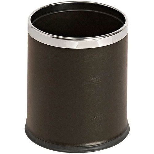 Corbeille à double paroi - aspect cuir 10L, Coloris : Noir - Image principale
