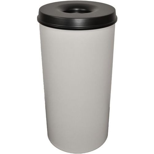 Poubelle à papier anti-feu - 50 L, Couvercle coloris : Noir, Coloris : Gris - Image principale