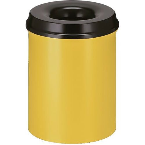 Poubelle à papier anti-feu - 15 L, Couvercle coloris : Noir, Coloris : Jaune - Image principale