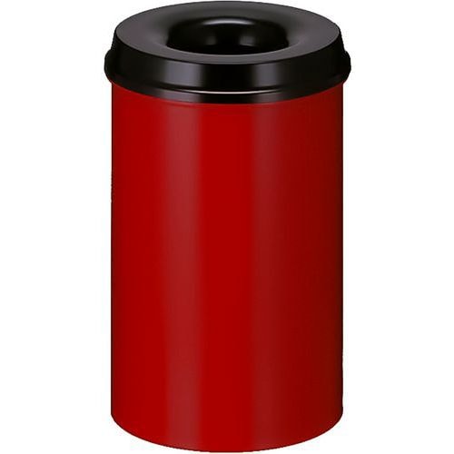 Poubelle à papier anti-feu - 20 L, Couvercle coloris : Noir, Coloris : Rouge - Image principale