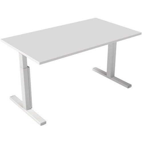 Bureau droit Inesa avec pied réglable en T Blanc 140 cm - Image principale
