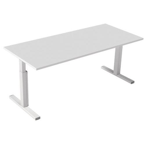 Bureau droit Inesa avec pied réglable en T Blanc 180 cm - Image principale