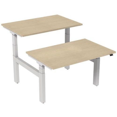 Bureau droit ergo Bench électrique 2 places Kelli Chêne 120 cm - Image principale