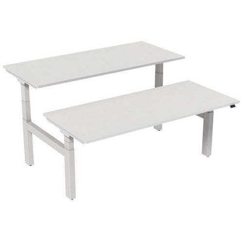 Bureau droit ergo Bench électrique 2 places Kelli Blanc 180 cm - Image principale