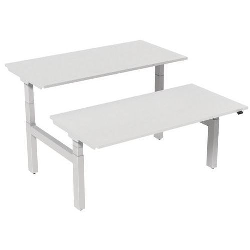 Bureau droit ergo Bench électrique 2 places Kelli Blanc 160 cm - Image principale