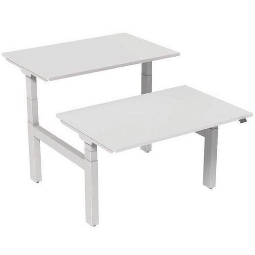 Bureau droit ergo Bench électrique 2 places Kelli Blanc 120 cm - Image principale