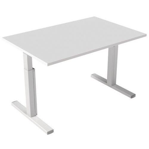 Bureau droit Kelli avec pied en T Blanc 120 cm Manivelle droite - Image principale