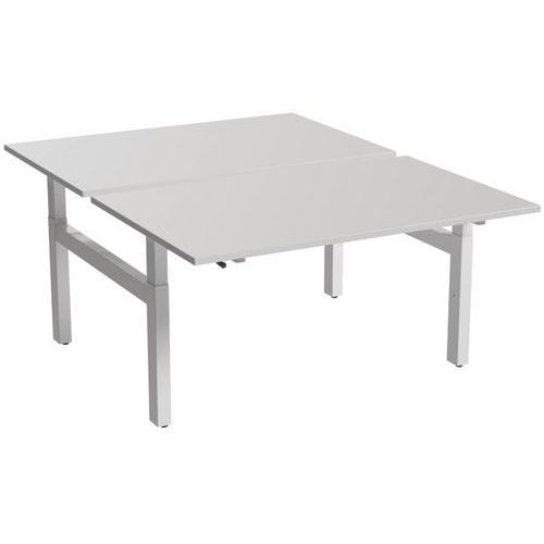 Bureau droit ergo Bench à manivelle 2 places pied en H Kelli Blanc 140 cm - Image principale