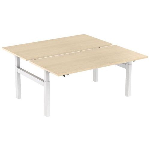 Bureau droit ergo Bench à manivelle 2 places pied en H Kelli Chêne 180 cm - Image principale