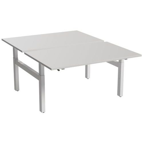 Bureau droit ergo Bench à manivelle 2 places pied en H Kelli Blanc 160 cm - Image principale