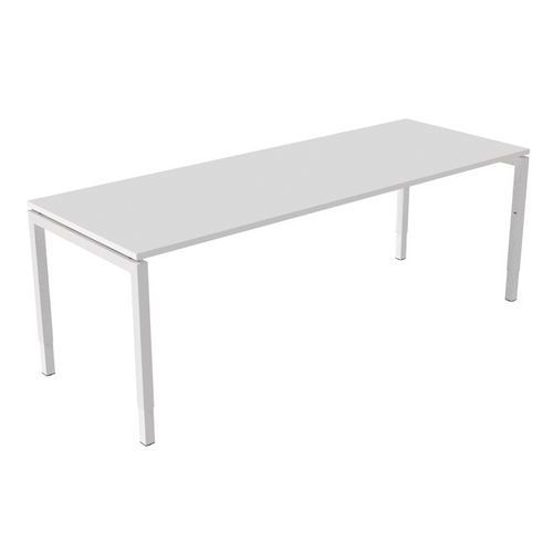 Bureau droit Kelli ergonomique à manivelle Blanc 220 cm - Image principale