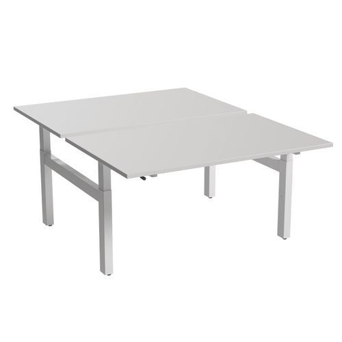 Bureau droit ergo Bench à manivelle 2 places pied en H Kelli Blanc 180 cm - Image principale