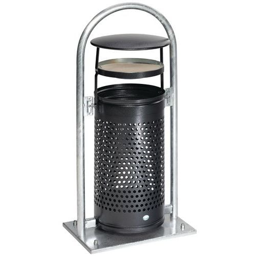 Poubelle support lyre - Galvanisé - 60 L - argent antique - Image principale