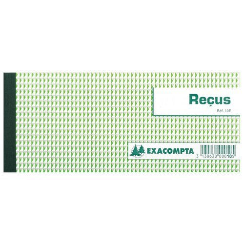 Lot de 10 Carnet à souche "reçus" 50 feuillets horizontal 9x13 cm - Image principale