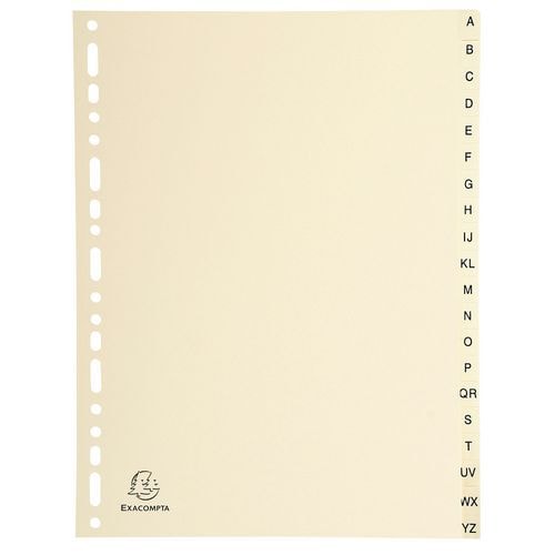 Lot de 10 Intercalaires carte peau 155g 20 positions de a à z A4 - Image principale