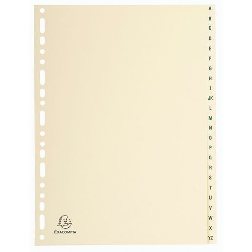 Lot de 10 Intercalaires carte peau 155g 24 positions de a à z A4 - Image principale