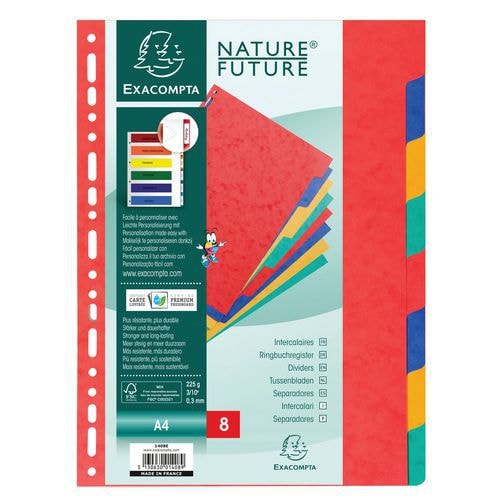 Lot de 25 Intercalaires carte lustrée 225g 8 positions A4 - Image principale
