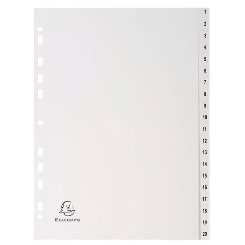 Lot de 20 Intercalaires imprimés numériques pp blanc 20 positions - a4 - Image principale
