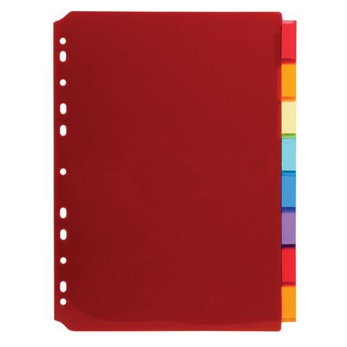 Lot de 10 Intercalaires pp couleur avec porte étiquette a4 8 positions - Image principale