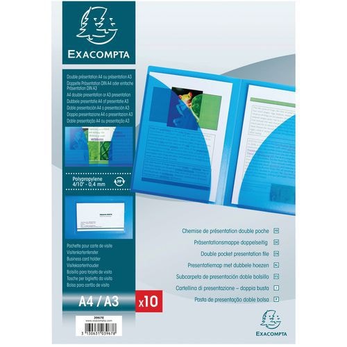 Chemise double poche PP semi rigide 4/10e A4 cristal (lot de 20) - Image principale