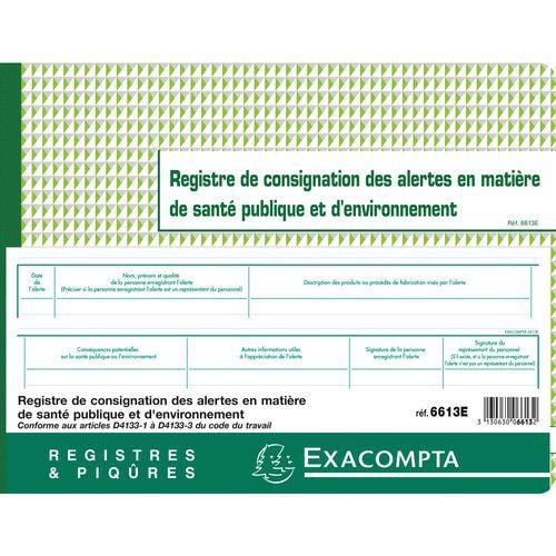 Piqûre registre de consignation des alertes 24x32cm - Image principale