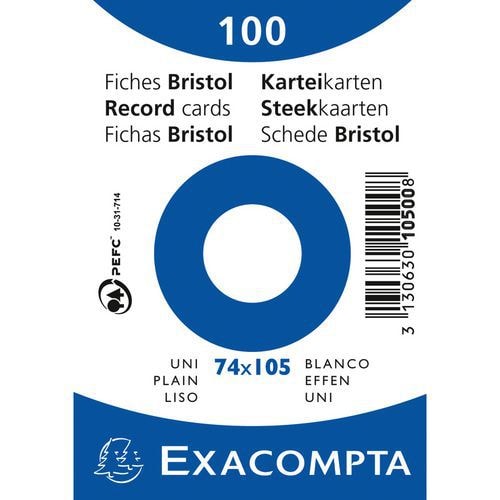 Lot de 40 Paquet 100 fiches sous film bristol uni non perforé 74x105mm - Image principale