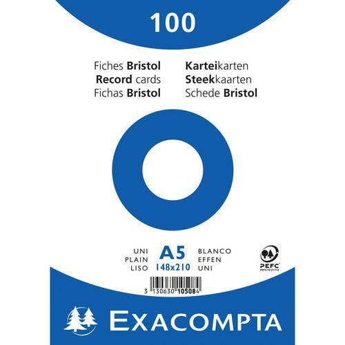 Lot de 10 Paquet 100 fiches sous film bristol uni 148x210mm - Image principale