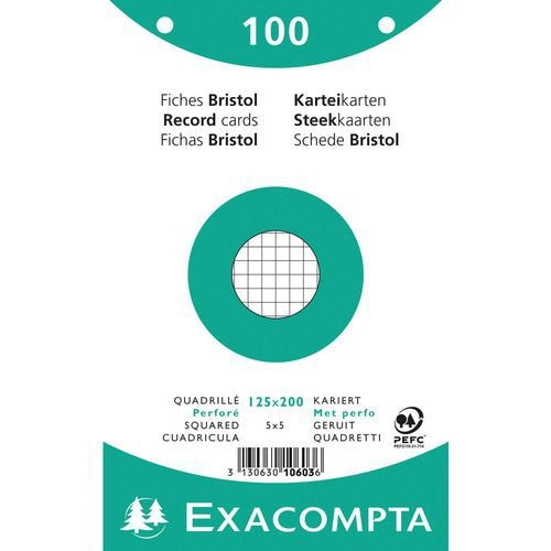 Paquet 100 fiches blanc oeilm quadoeillé perforé 125x200mm (lot de 12) - Image principale