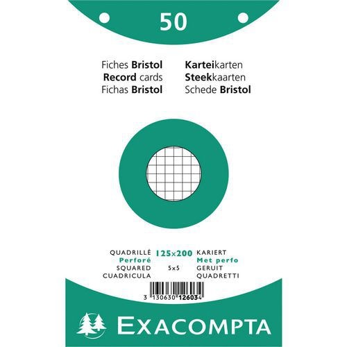 Lot de 24 Paquet 50 fiches sous film quadrillé 5x5 perforé 125x200mm - Image principale