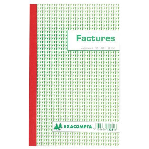 Lot de 10 Manifold factures 21x13,5cm 50 feuillets tripli autocopiants - Image principale