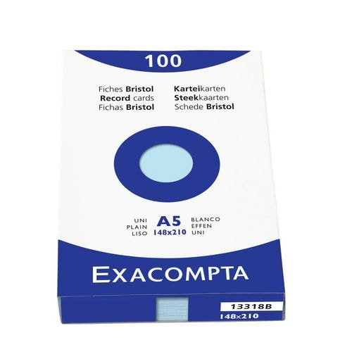 Étui de 100 fiches bristol azur uni non perforé 148x210mm - Image principale