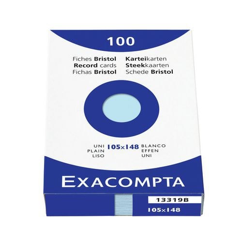 Étui de 100 fiches azur bristol uni non perforé 105x148mm - Image principale