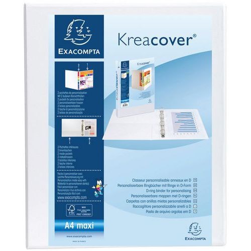 Lot de 10 classeurs pp personnalisable 4 anneaux 25mm A4 maxi Blanc - Image principale