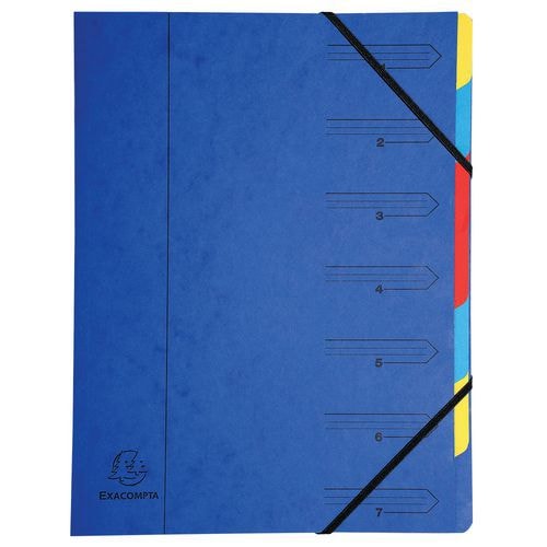 Lot de 12 trieurs agrafé avec élastiques 7 compartiments Bleu - Image principale
