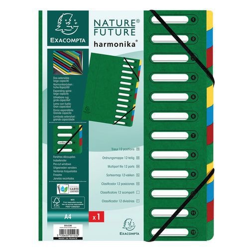 Lot de 6 trieurs harmonica® à fenêtres 12 compartiments Vert - Image principale