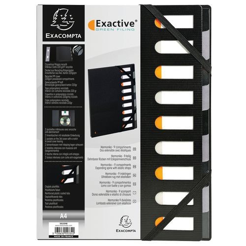 Lot de 5 Trieur rigide dos extensible 9 compartiments noir harmonika® - Image principale