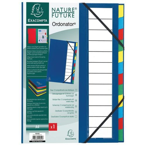 Lot de 6 trieurs rigide ordonator dos extensible 12 compartiments Bleu - Image principale