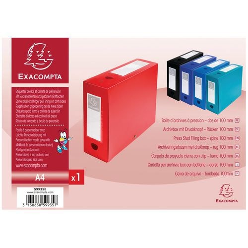 Lot de 10 boîtes classement à pression 100mm PP 7/10e opaque A4 Rouge - Image principale